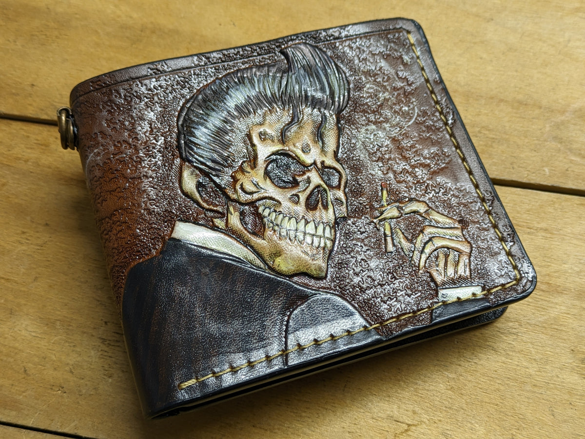 M1S13, Pompadour Haircut Gangster Smoking Skull Wallet