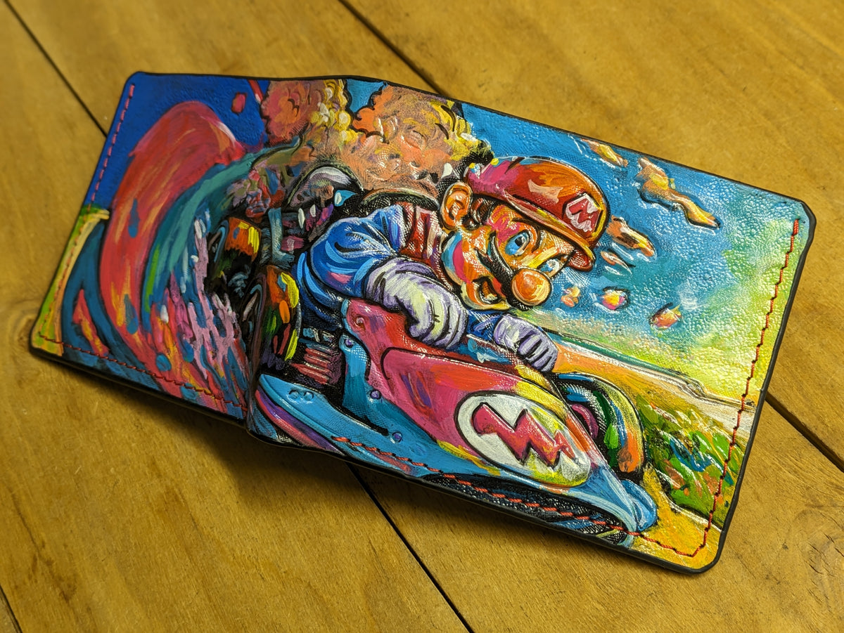 M1J43, Mario Kart, Super Mario Bros Bifold Leather Wallet