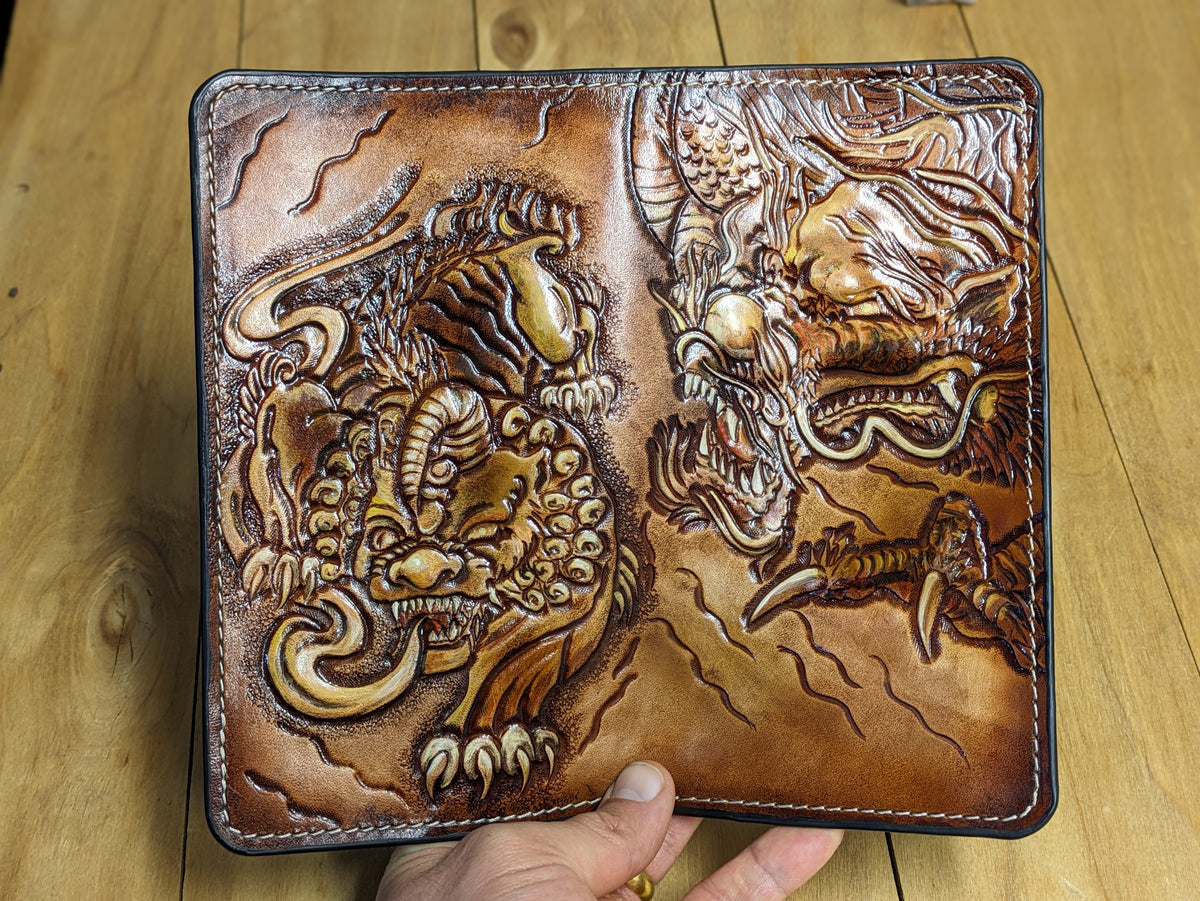 M2B5, Chinese Guardian Lions, Foo Dogs & Dragon Biker Wallet