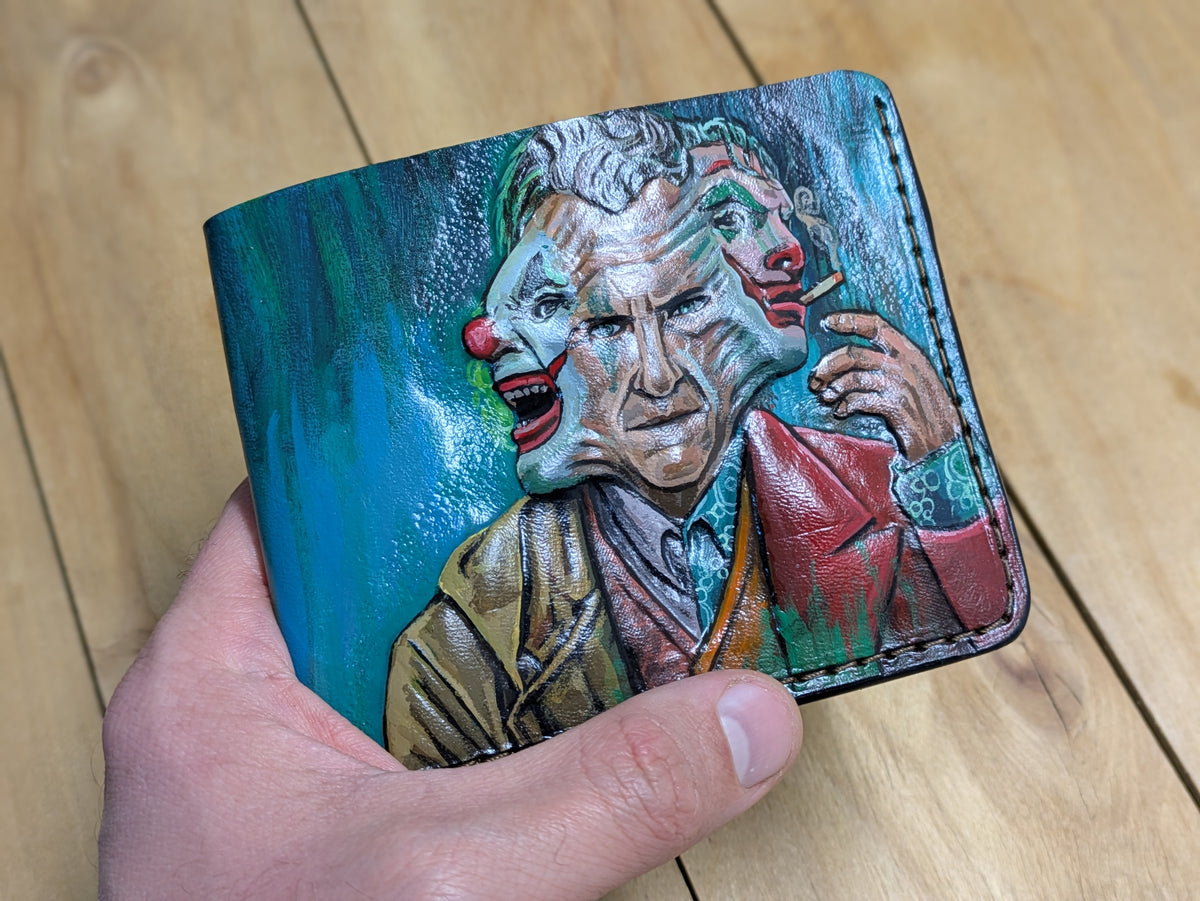 M1W27, Joaquin Phoenix Joker Handmade Bifold Leather Wallet
