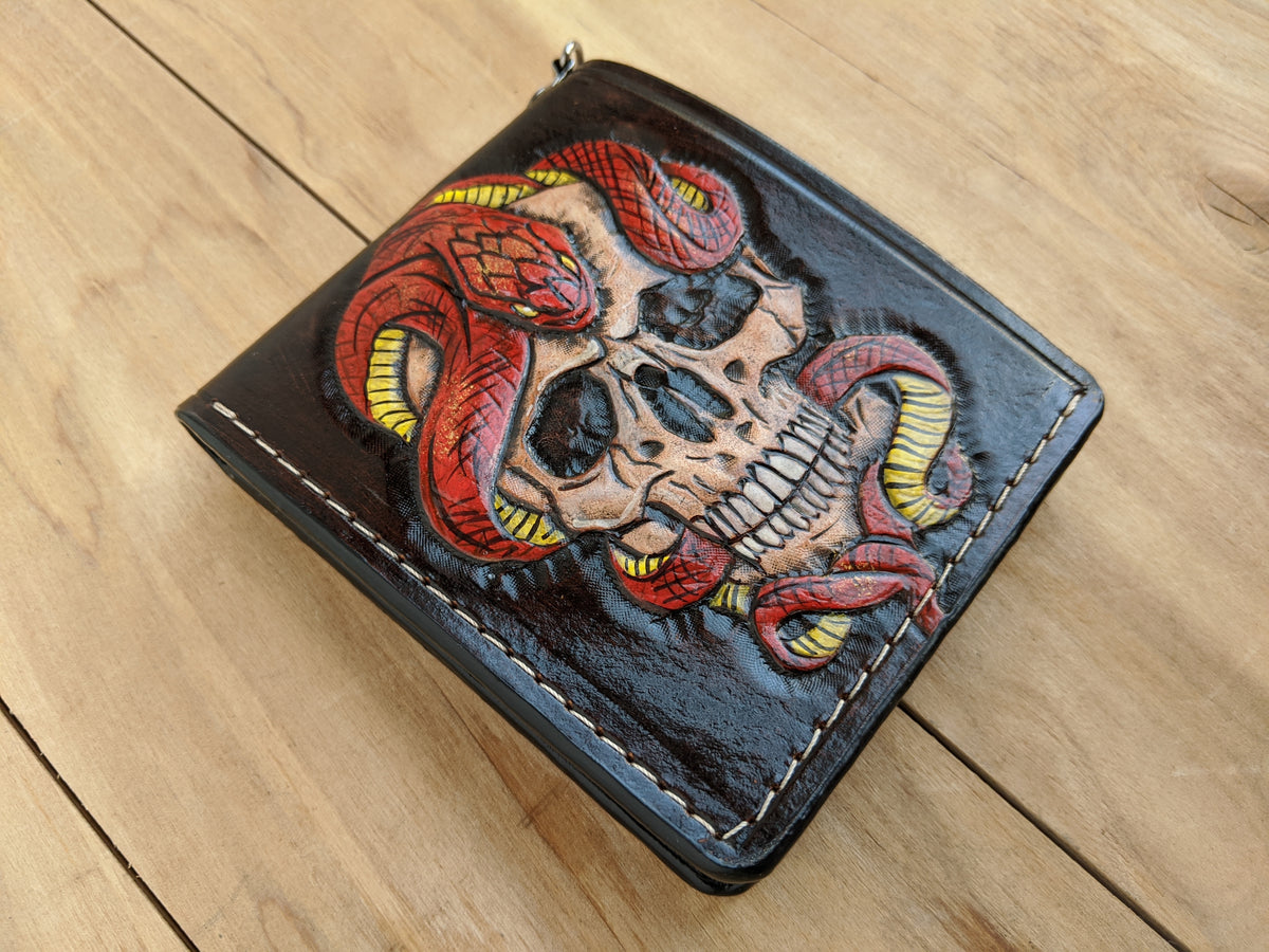 M1S22, Cobra, Anaconda, Python Snake Skull & Skeleton Wallet