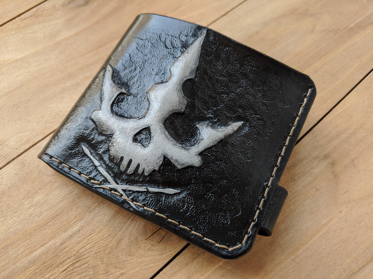 M1S2, Skull & Skeleton Embossed Bifold Leather Wallet