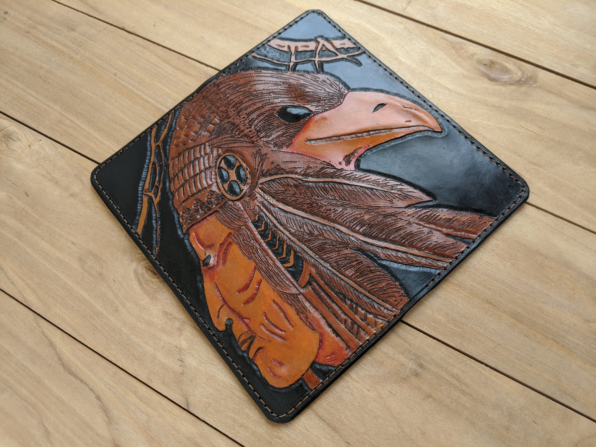 M2Q1, Crow, Raven & Native American Indian Chief Long Wallet
