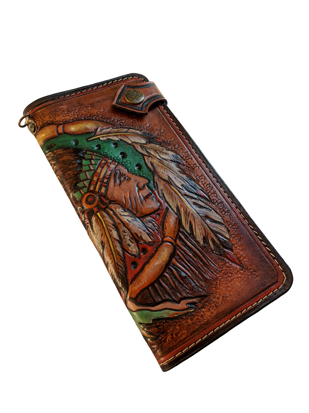 M2Q4, Native American Indian Chief Warrior Headdress Wallet