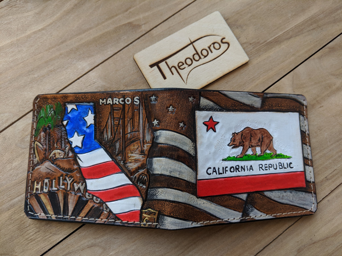 M1V16, California Republic Bear Flag Revolt Leather Wallet