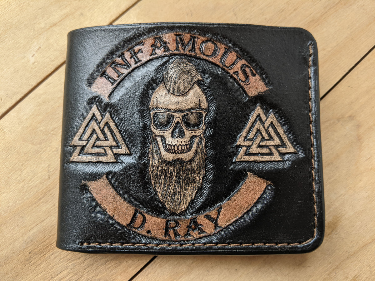 M1R3, Viking Hipster Skull & Valknut Symbol Leather Wallet