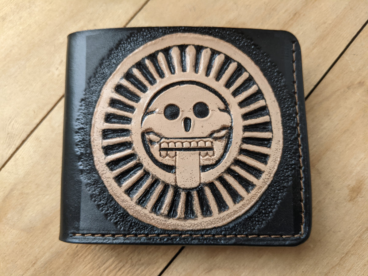 M1R5, Aztec Sun Stone & Mayan Calendar Bifold Leather Wallet