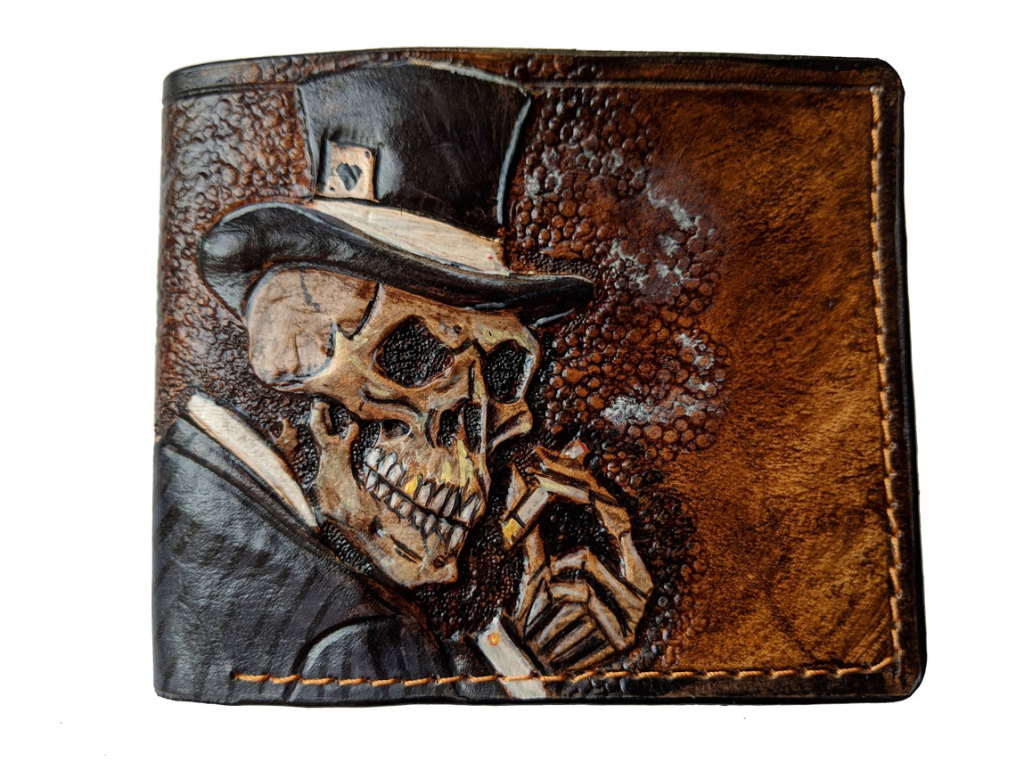 M1S9, Mafia Gangster Smoking Skull & Gambler Skeleton Wallet
