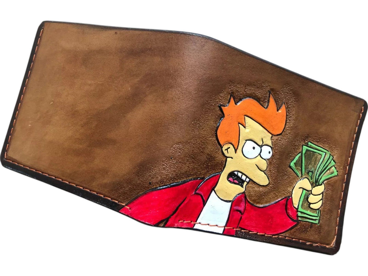 006 Bifold Leather Wallet - Futurama Philip J. Fry Embossed Design | Perfect Gift for Him - Theodoros