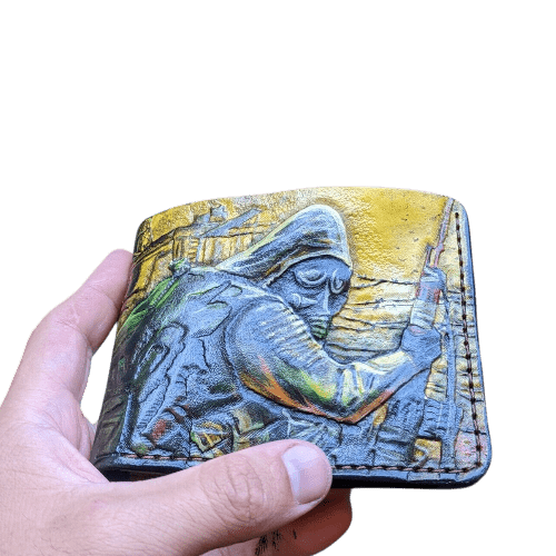 012 Bifold Leather Wallet - Stalker Video Game Embossed Design | Perfect Gift for Him - Theodoros