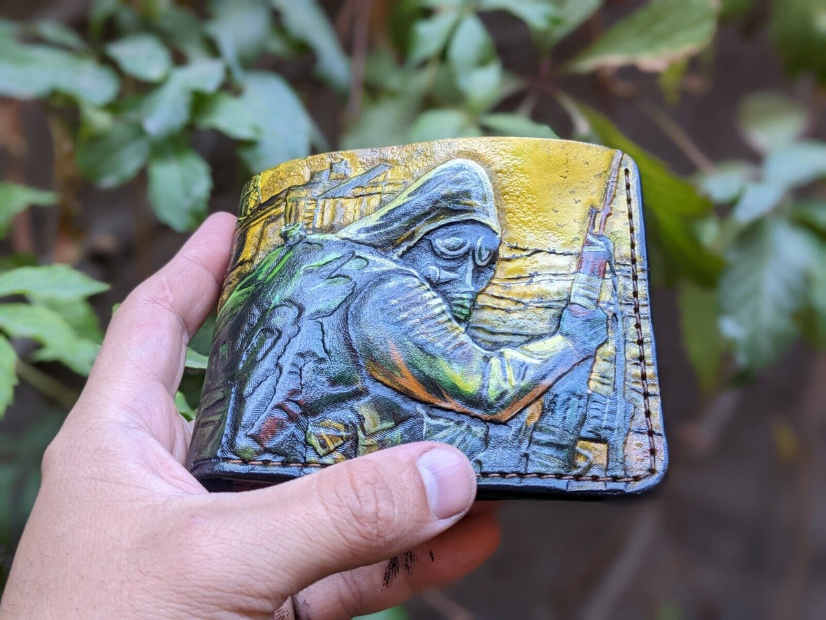 012 Bifold Leather Wallet - Stalker Video Game Embossed Design | Perfect Gift for Him - Theodoros