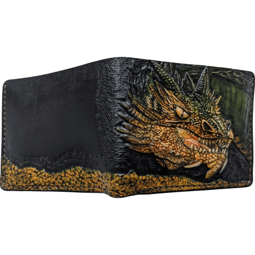 017 Bifold Leather Wallet - Smaug the Dragon Embossed Design | Perfect Gift for Him - Theodoros