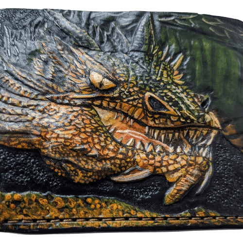 017 Bifold Leather Wallet - Smaug the Dragon Embossed Design | Perfect Gift for Him - Theodoros