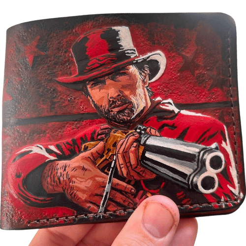 020 Bifold Leather Wallet - Red Dead Redemption RDR Cowboy Embossed Design | Perfect Western Gift for Him - Theodoros