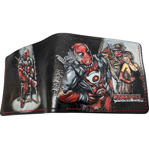 021 Bifold Leather Wallet - Deadpool Embossed Superhero Design with Buckle Down | Perfect Gift for Him - Theodoros