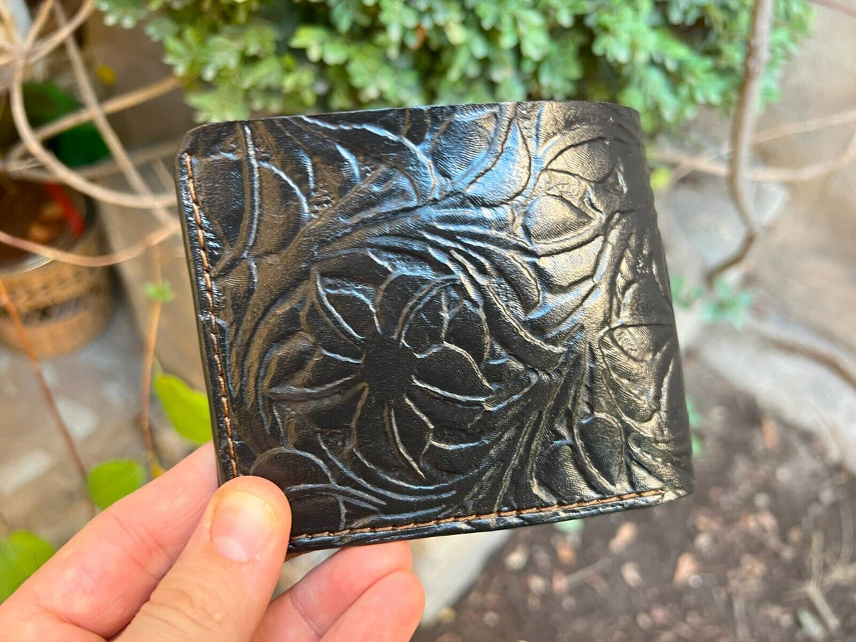 022 Hand Tooled Dragon Leather Bifold Wallet – Embossed Animal & Biker Wallet, Unique Gift for Him - Theodoros