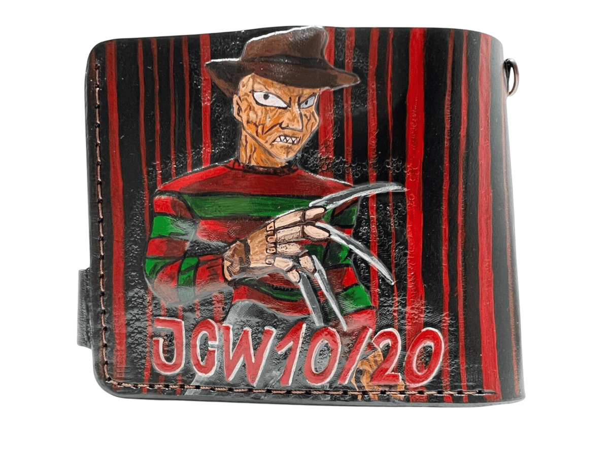 037 Hand Tooled Freddy Krueger Wallet – Nightmare on Elm Street collection, Biker & Embossed Leather Wallet - Theodoros