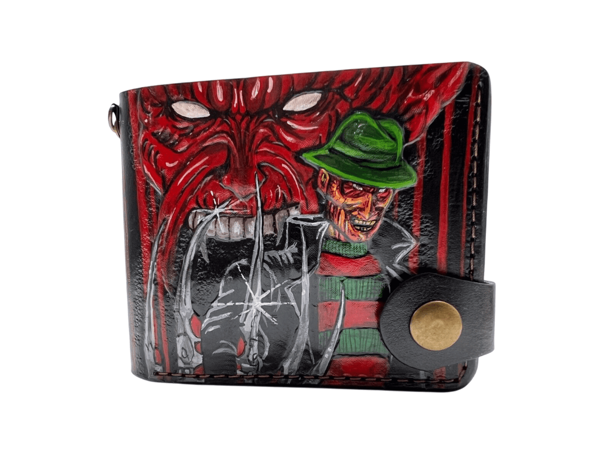 037 Hand Tooled Freddy Krueger Wallet – Nightmare on Elm Street collection, Biker & Embossed Leather Wallet - Theodoros
