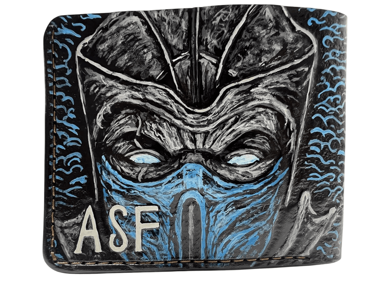 038 Handcrafted Mortal Kombat Wallet | Bifold, Leather Carved Sub - Zero & Scorpion Designs - Theodoros