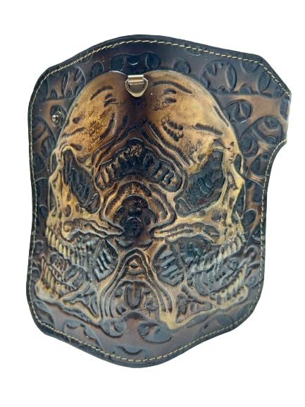 042 Handcrafted Skull Wallets | Bifold, Leather Carved & Biker Designs | Embossed Long Wallet - Theodoros