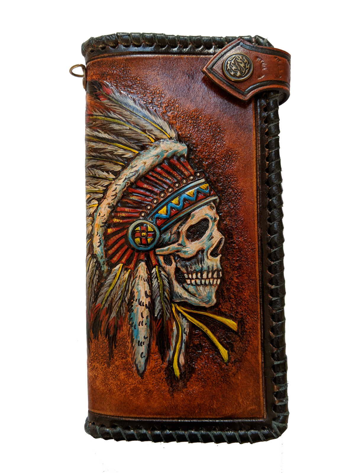 M2S3, Indian Chief Skull, Native American, Apache, Headdress, Skull