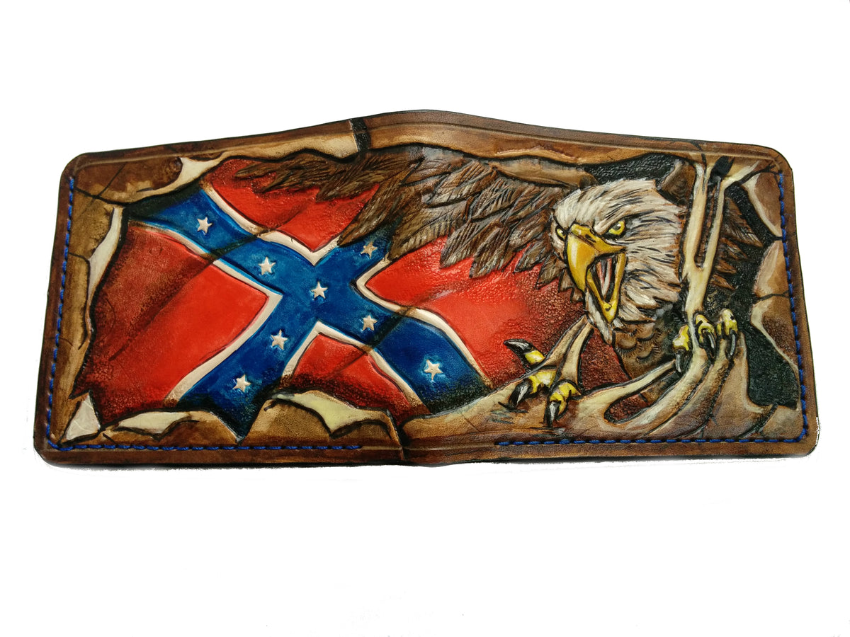 M1V8, USA Rebel Confederate Flag & Bald Eagle Leather Wallet