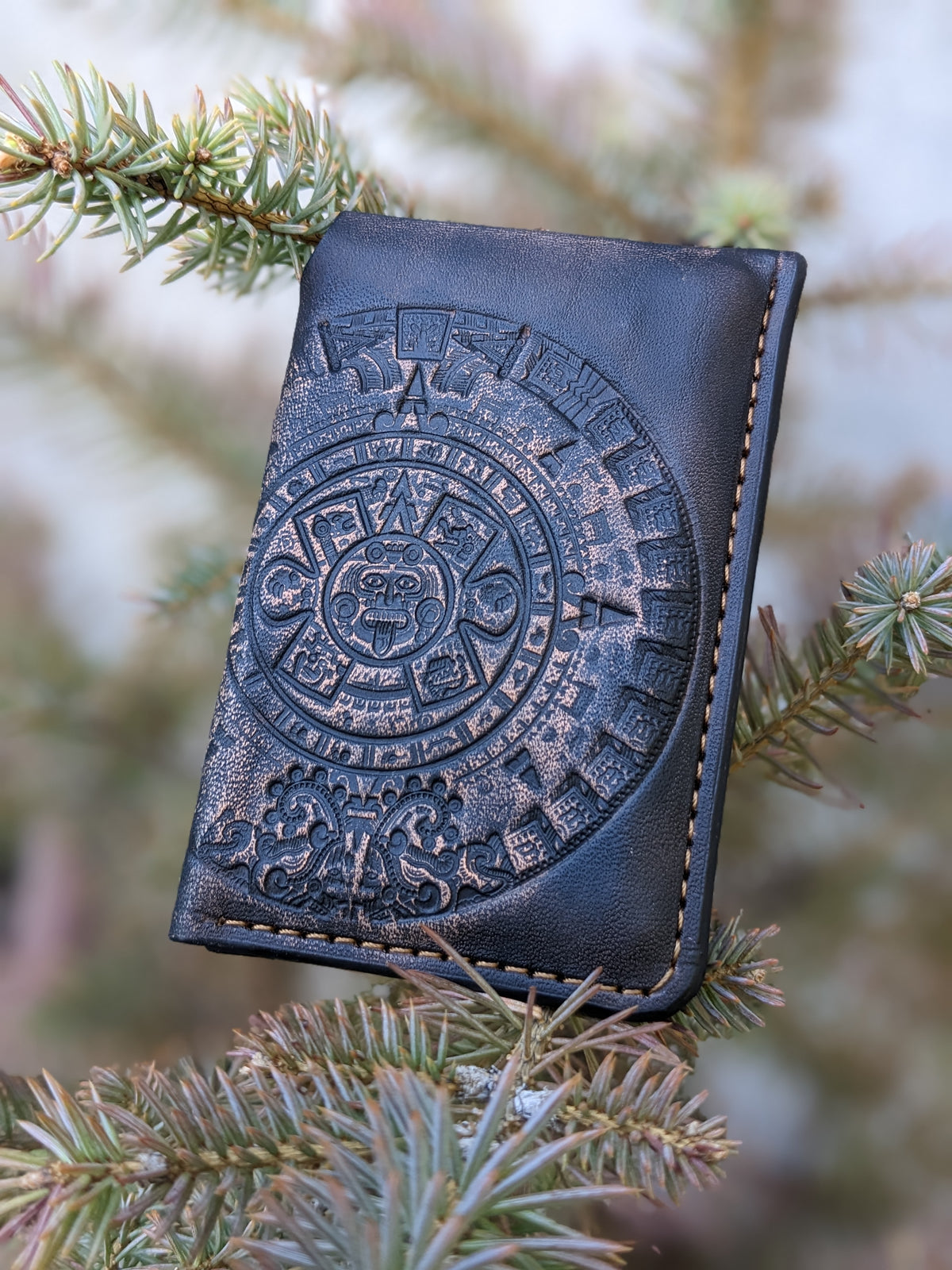 Mayan Calendar, Aztec Calendar, Aztec Art, Luxury Leather Card Holder