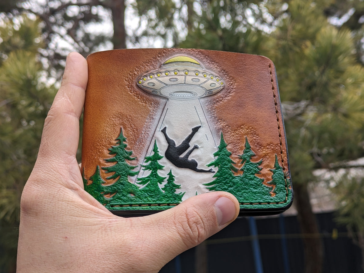 M1H7, UFO Abduction Man, Alien, Pine Tree Forest, Art