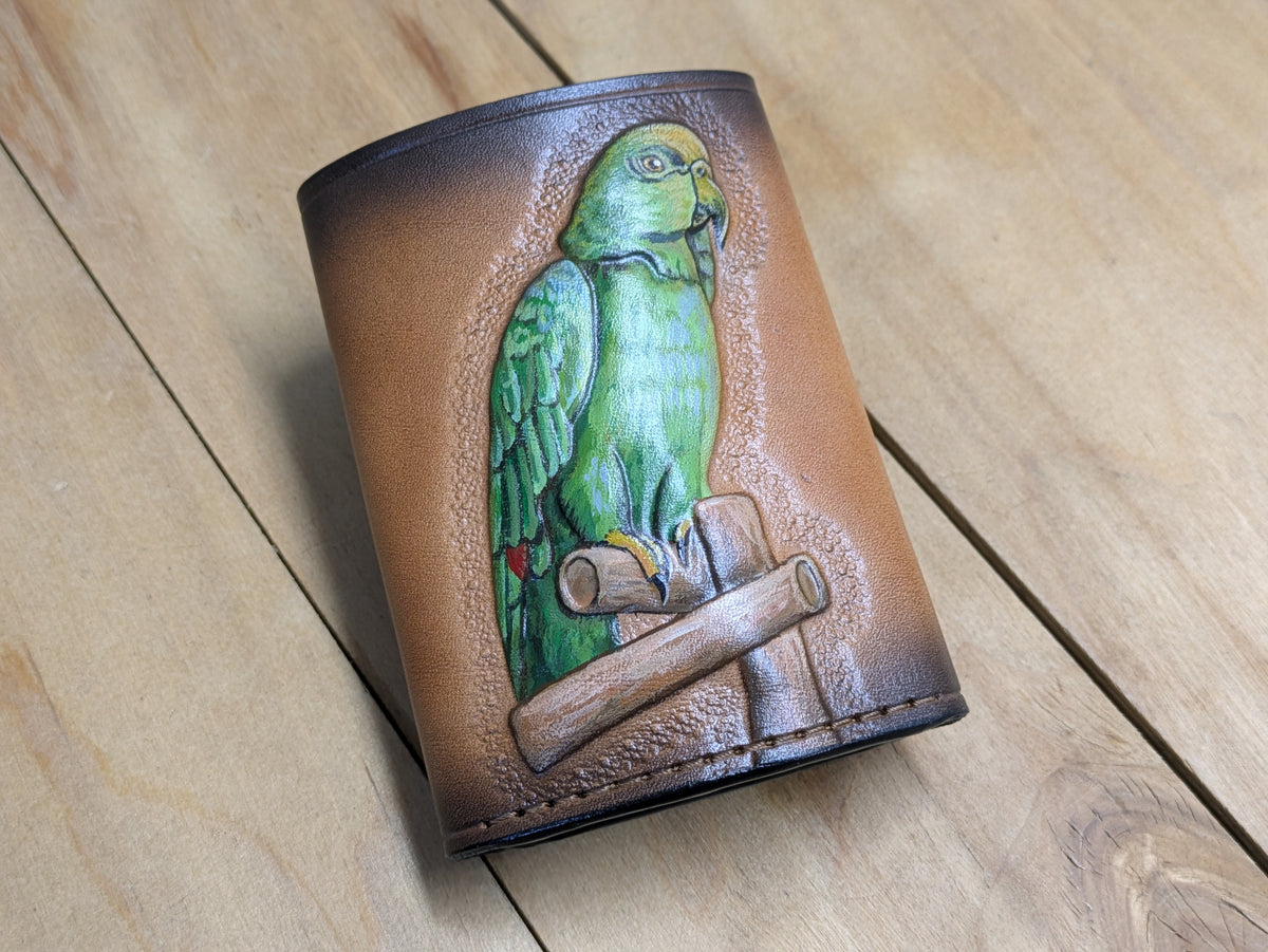 U3A1, Parrot Macaw & Parakeet Bird Trifold Leather Wallet
