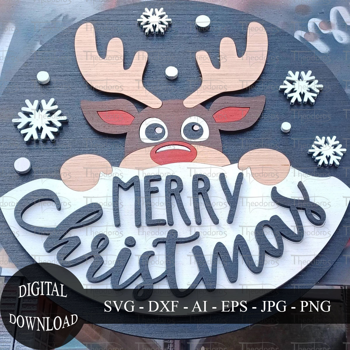 Merry Christmas Deer Svg, Reindeer Welcome Svg, Farmhouse Svg