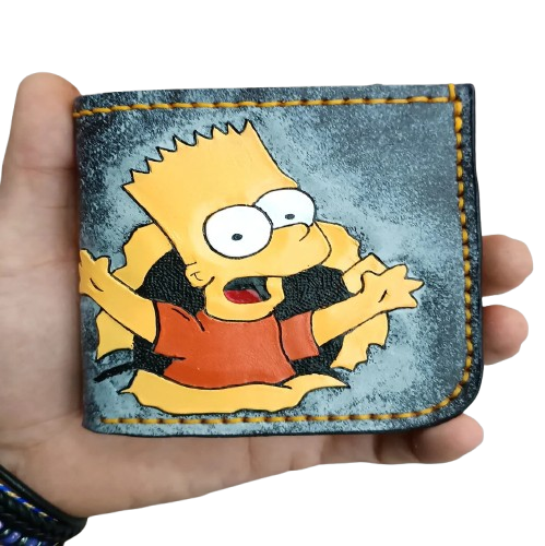 M1N5, Bart Simpson Embossed Bifold Leather Wallet | Best Gift for Him