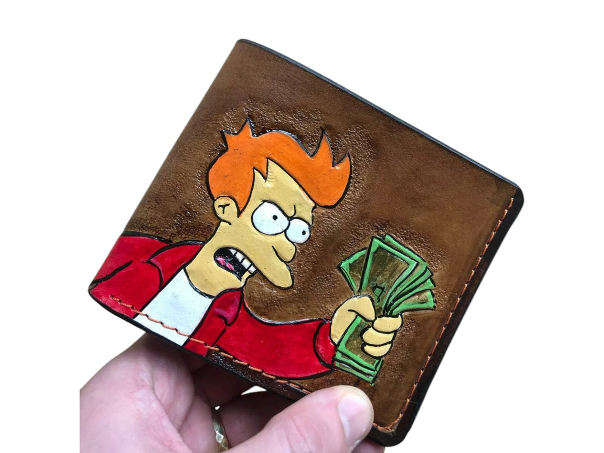 #006 Bifold Leather Wallet - Futurama Philip J. Fry Embossed Design | Perfect Gift for Him