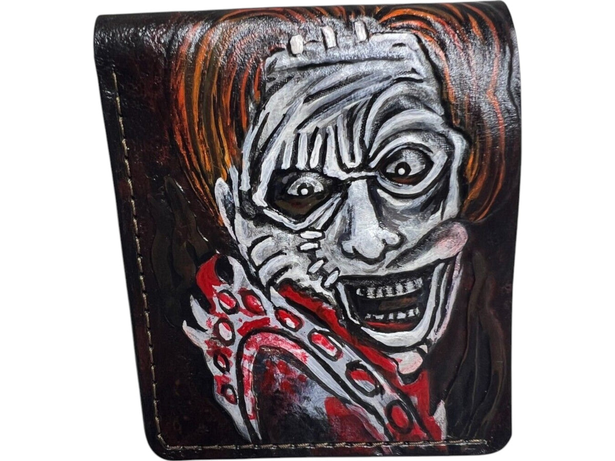 #009 Bifold Leather Embossed Wallet - Leatherface Texas Chainsaw Massacre Design | Gift for Him