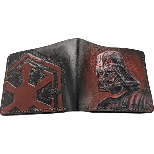 #018 Bifold Leather Superhero Wallet - Star Wars Darth Vader Embossed Design | Perfect Gift for Him