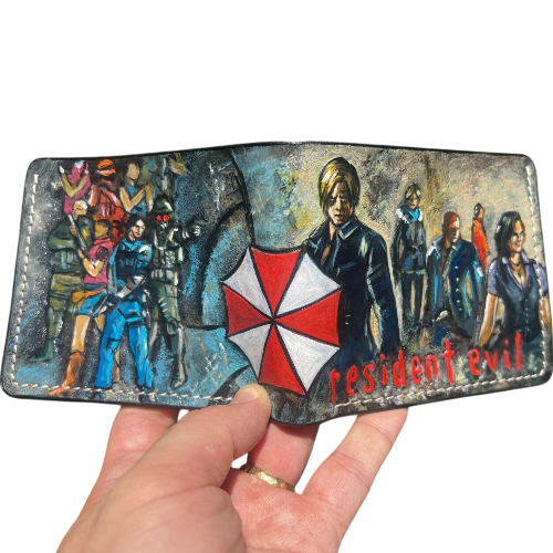 #013 Bifold Leather Wallet - Resident Evil Survivor Embossed Design | Perfect Game Gift for Him