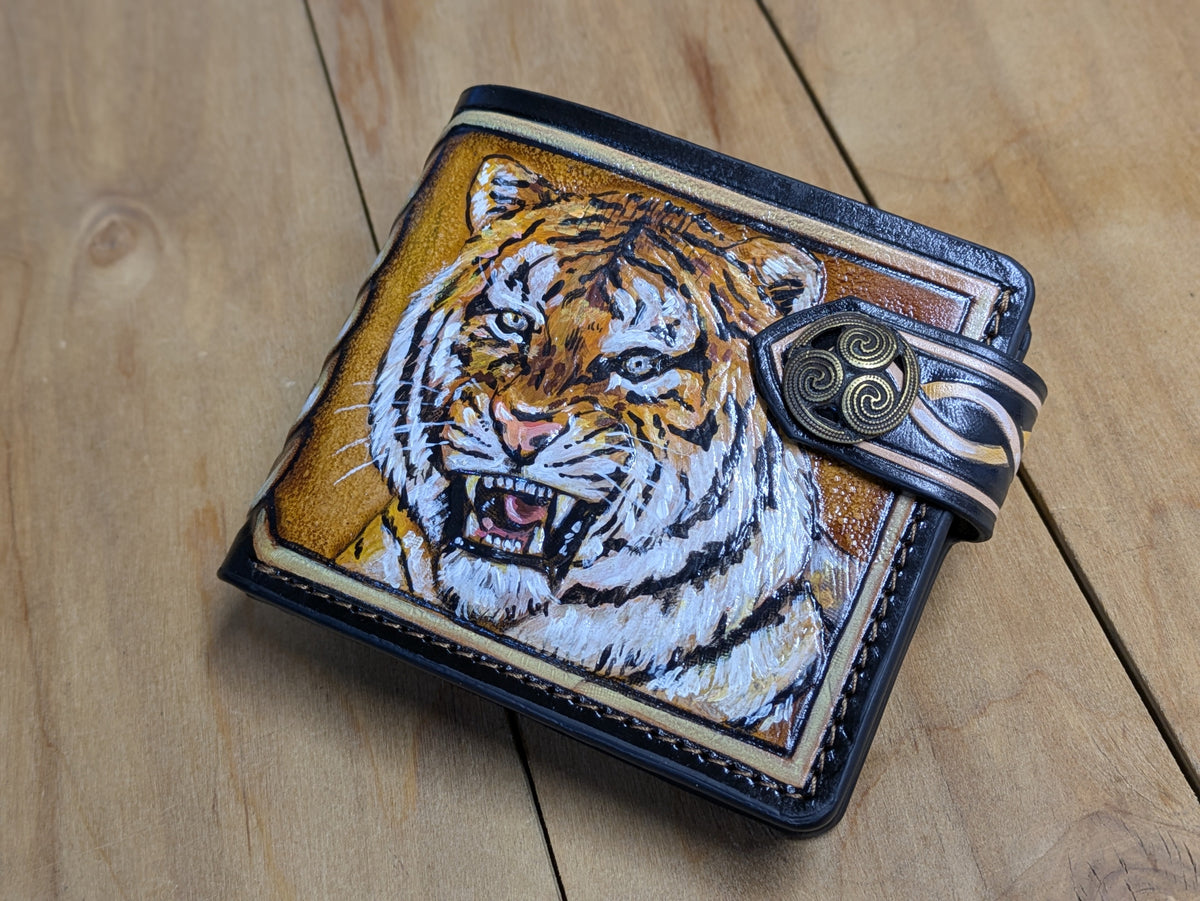 M1A43, Bengal & Siberian Tiger Big Cat Bifold Leather Wallet - Theodoros