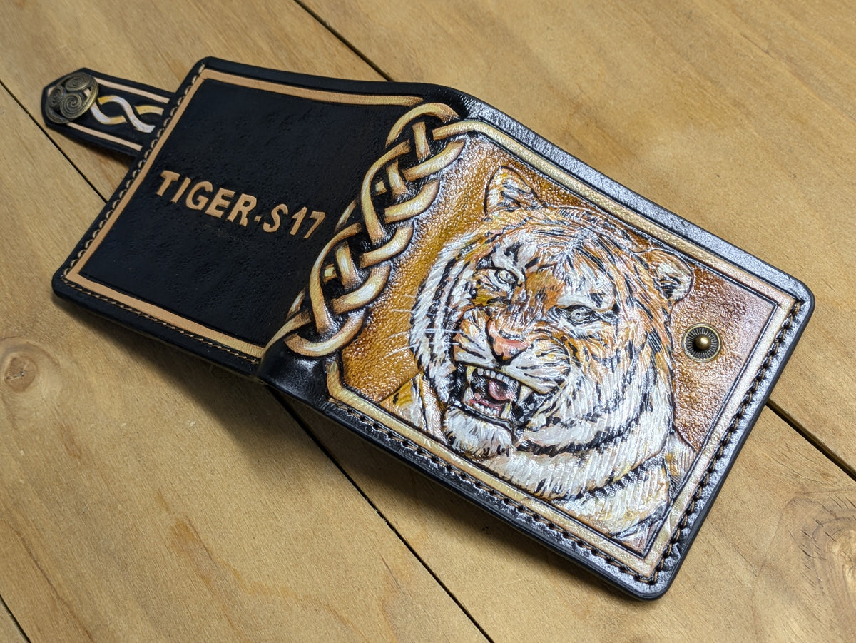 M1A43, Bengal & Siberian Tiger Big Cat Bifold Leather Wallet - Theodoros