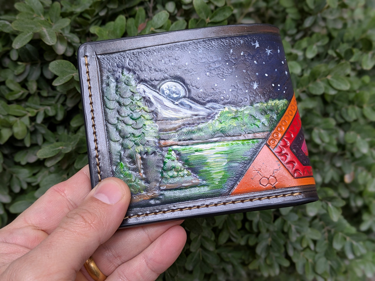 M1C4, Psilocybe Azurescens Magic Mushroom Leather Wallet - Theodoros