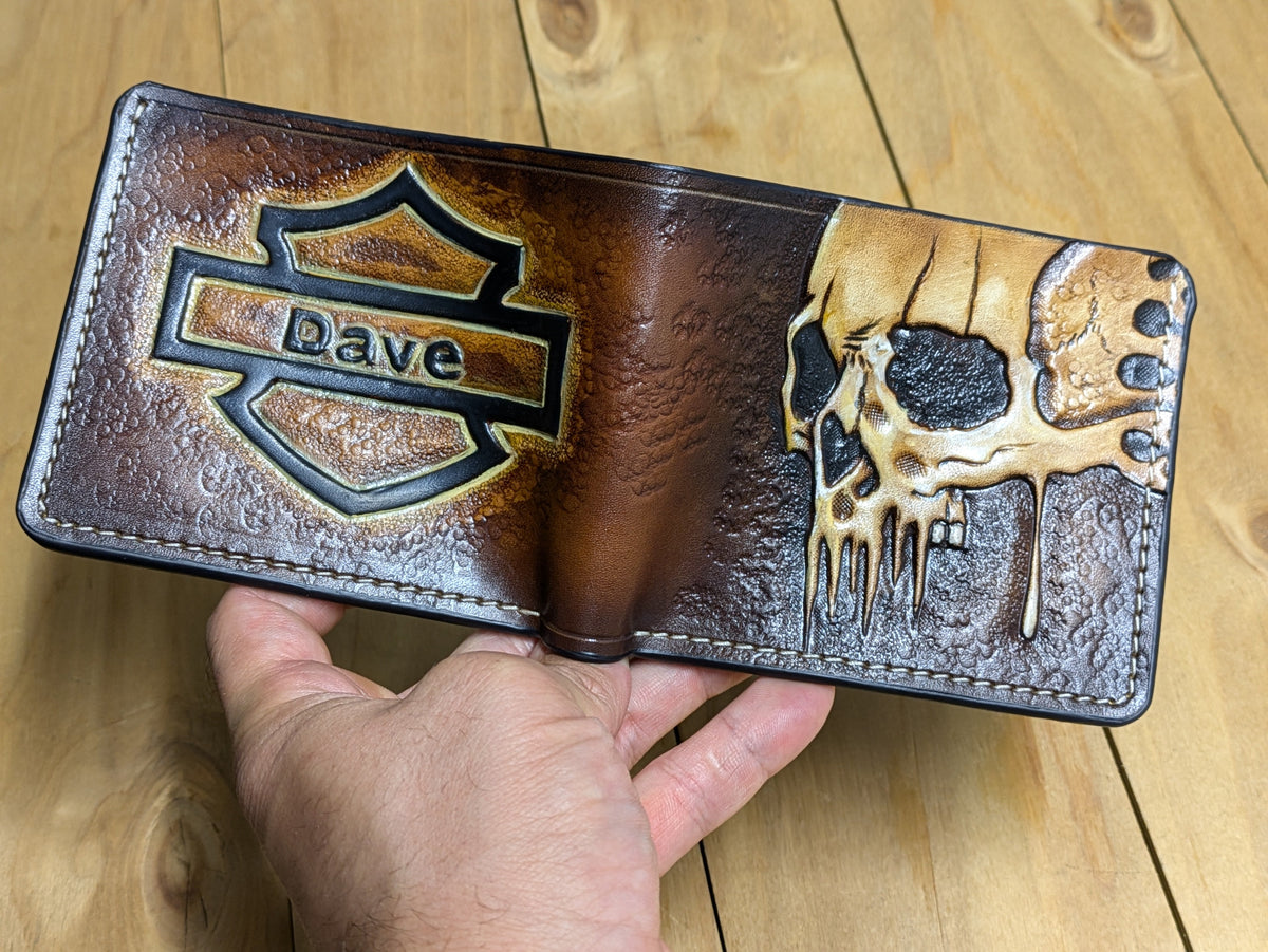 M1D10, Harley Davidson Biker Wallet | Zombie Melting Skull - Theodoros