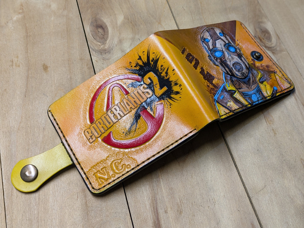 M1J53, Borderlands 2, Krieg the Psycho Bifold Leather Wallet - Theodoros