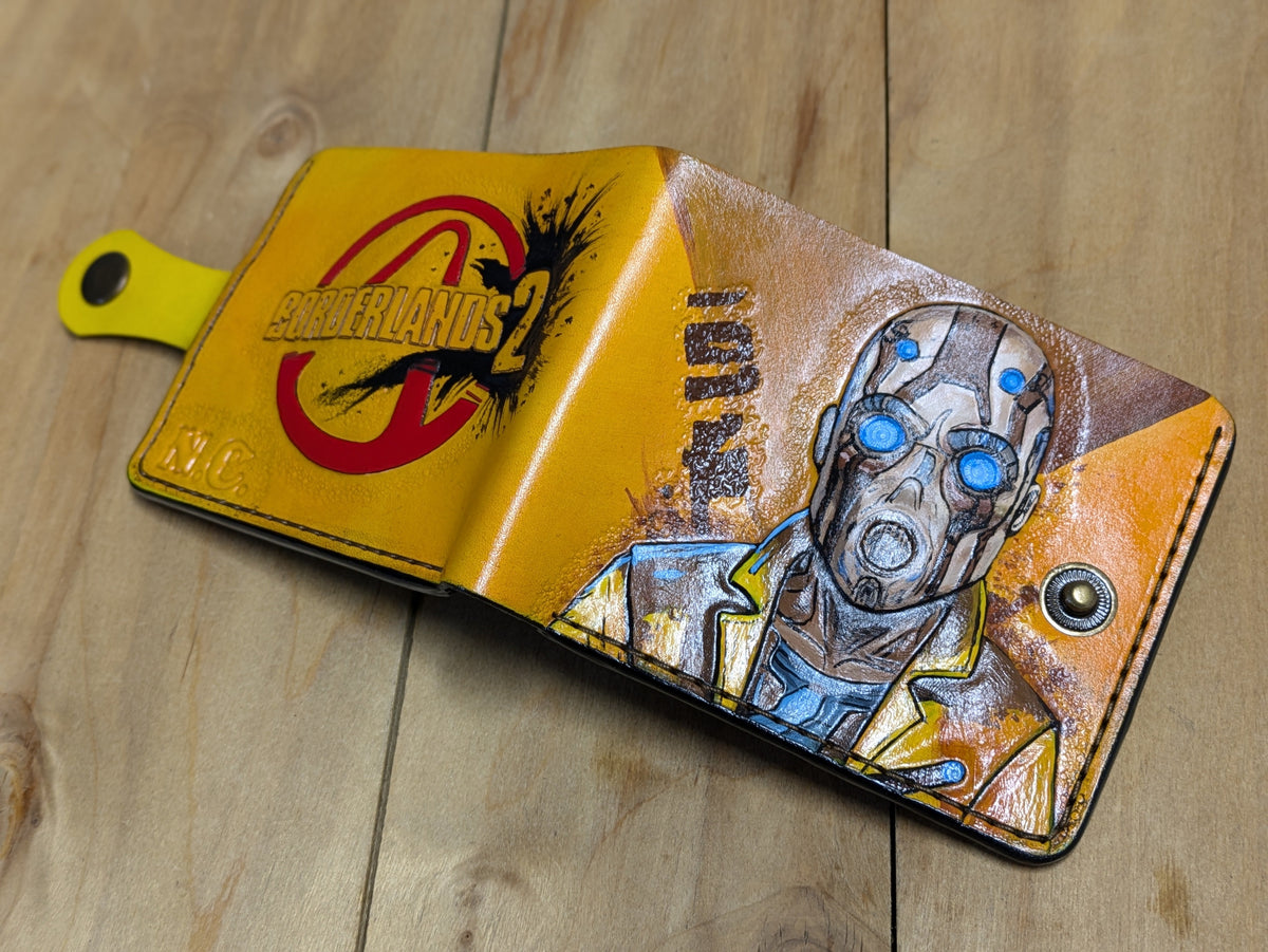 M1J53, Borderlands 2, Krieg the Psycho Bifold Leather Wallet - Theodoros