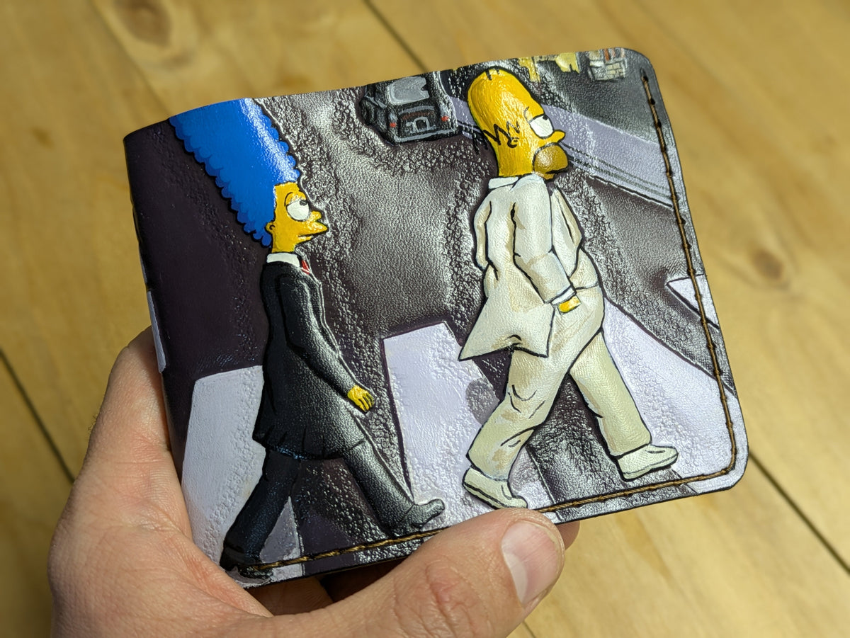 M1N6, Homer Simpsons on Abbey Road Beatles Leather Wallet - Theodoros