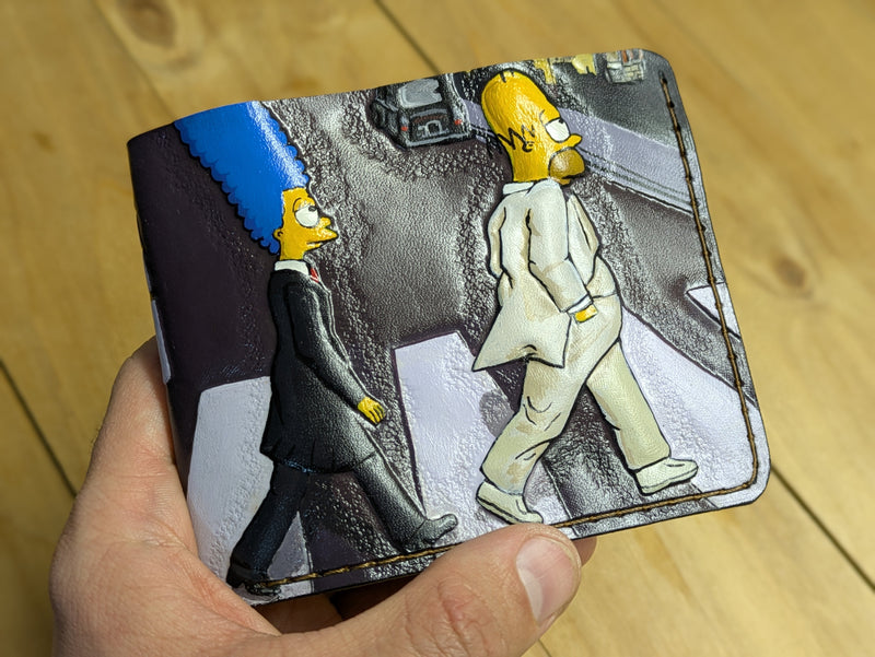 M1N6, Homer Simpsons on Abbey Road Beatles Leather Wallet - Theodoros