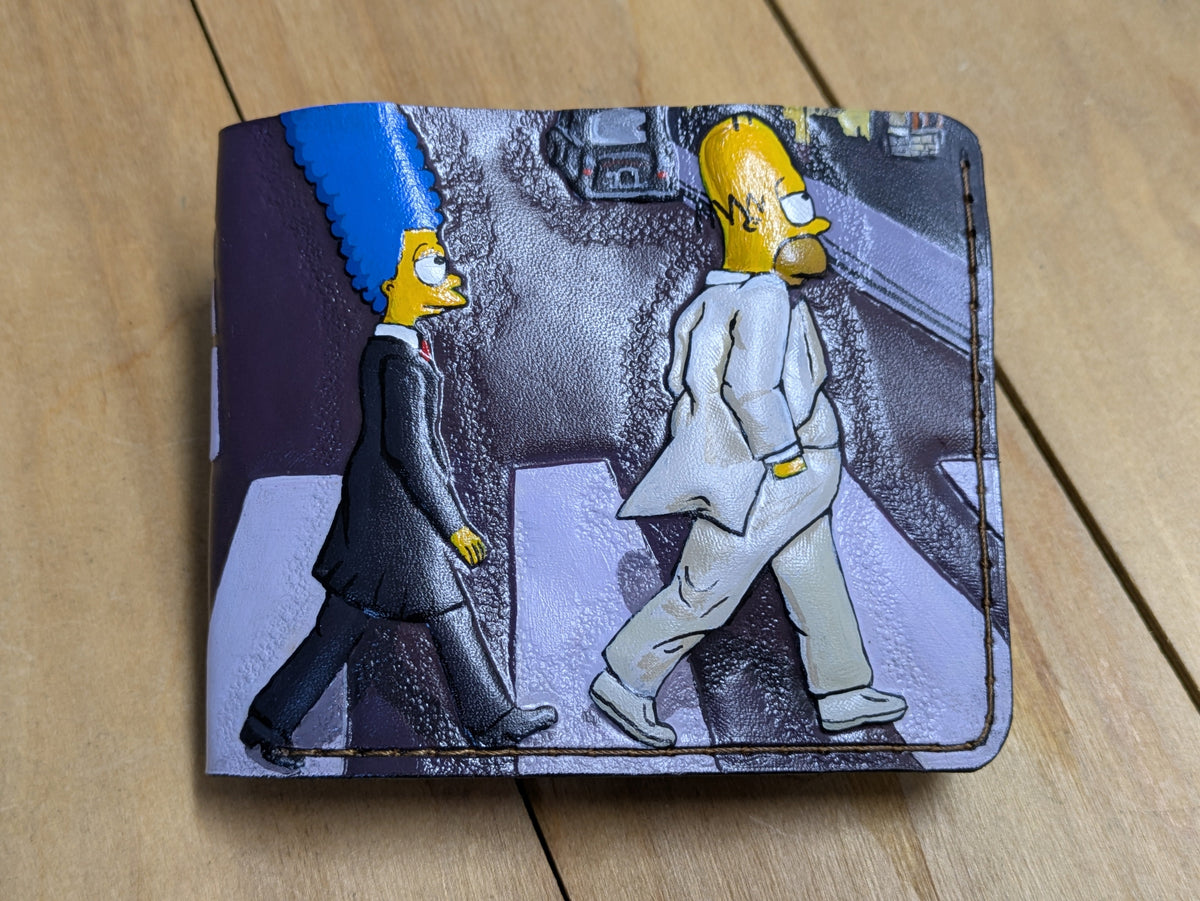 M1N6, Homer Simpsons on Abbey Road Beatles Leather Wallet - Theodoros