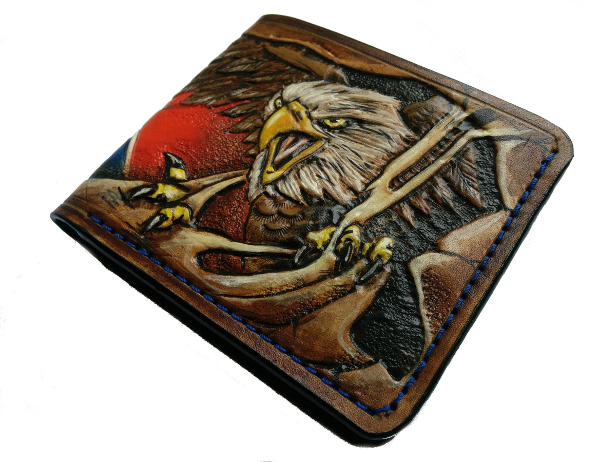 M1V8, USA Rebel Confederate Flag & Bald Eagle Leather Wallet - Theodoros