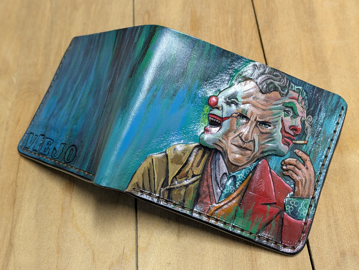 M1W27, Joaquin Phoenix Joker Handmade Bifold Leather Wallet - Theodoros