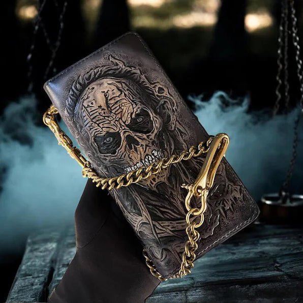 M2S12, Purse with Skull Custom Long Biker Chain Wallet - Theodoros