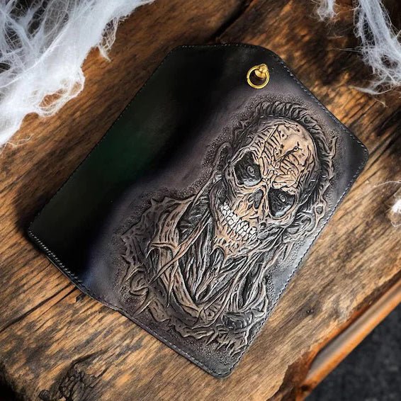 M2S12, Purse with Skull Custom Long Biker Chain Wallet - Theodoros