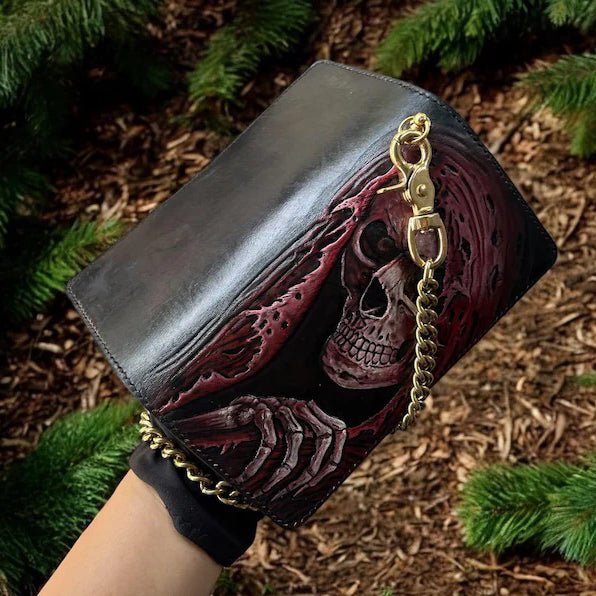 M2S14, Purse with Skull Custom Long Biker Chain Wallet - Theodoros
