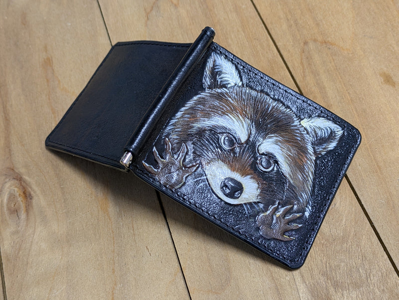 M3A3, Raccoon Handmade Minimalist Leather Money Clip Wallet - Theodoros